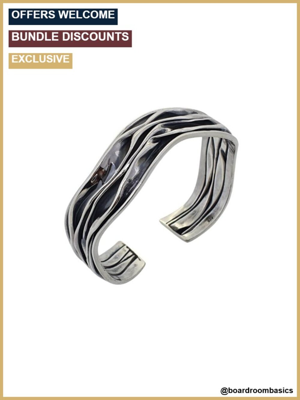 925 Sterling Silver Cuff Bracelet Statement Bangle Handcrafted Open Cuff